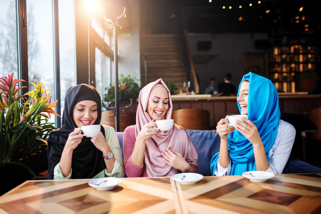 ladies wearing colorful hijabs